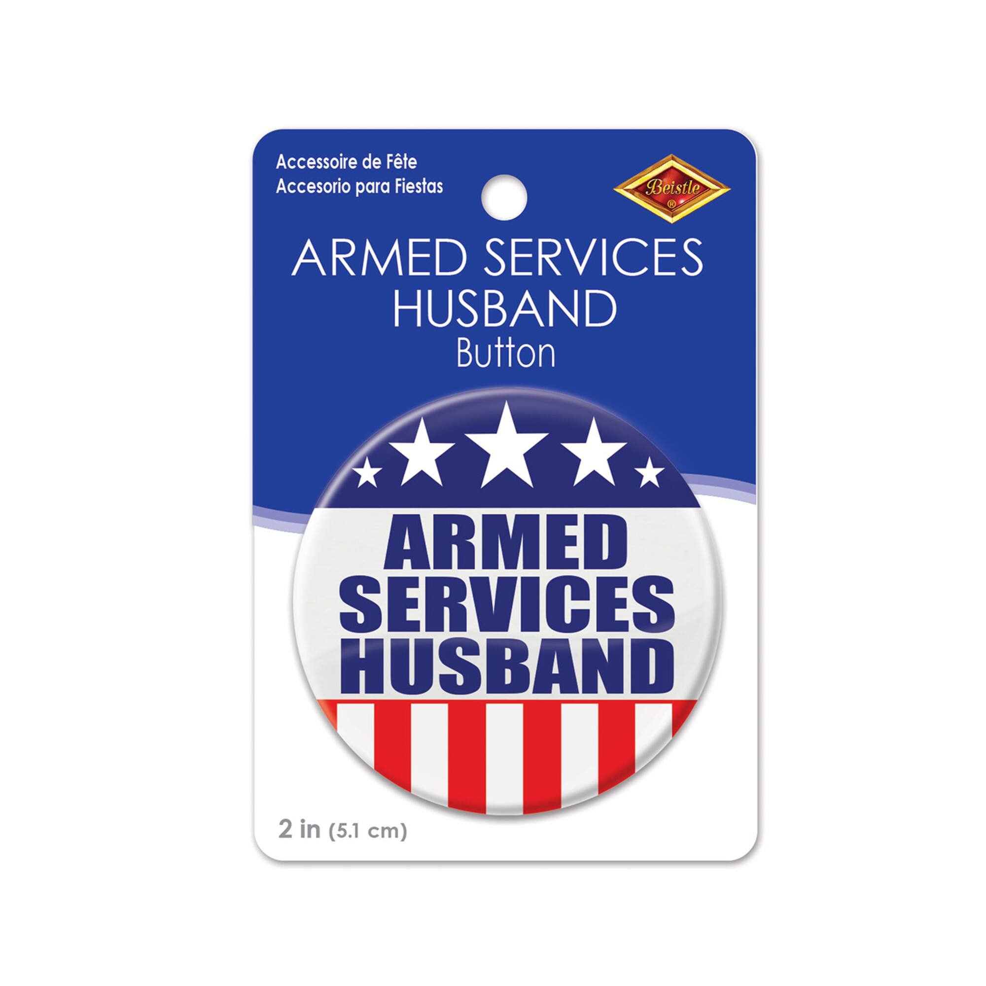 Beistle 2" Red, White & Blue Armed Services Husband Buttons, 6ct.